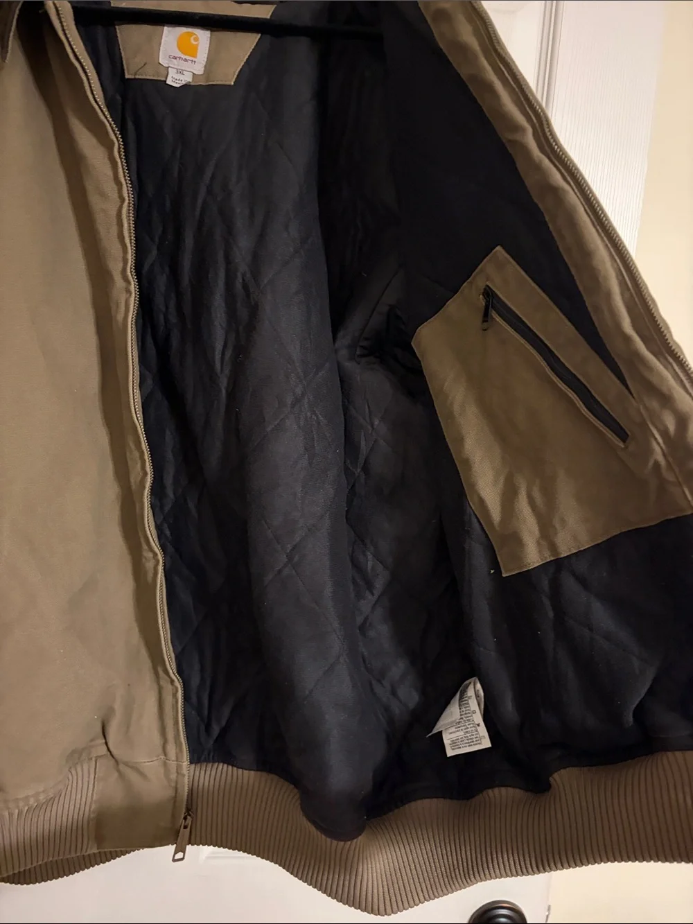 Vintage Carhartt Bankston Sandstone Canvas Bomber Jacket Brown 101228 3XL